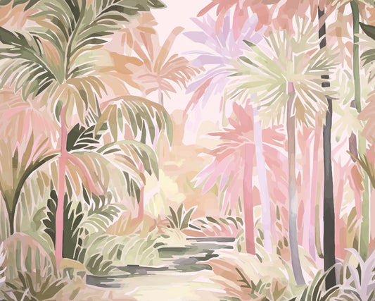 Origin Murals Pretty Palms Natural Blush 350cm X 280cm - Hot Tub Shop