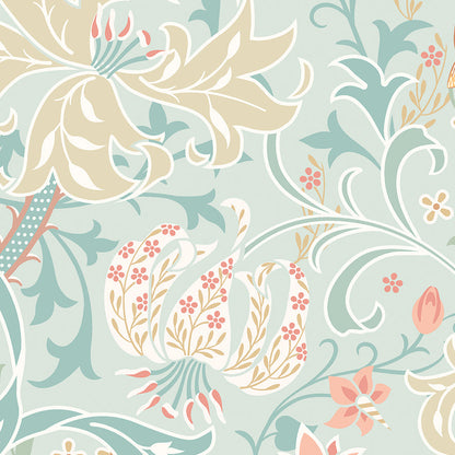 Origin Murals Trailing Lily Duck Egg Blue 300cm X 240cm