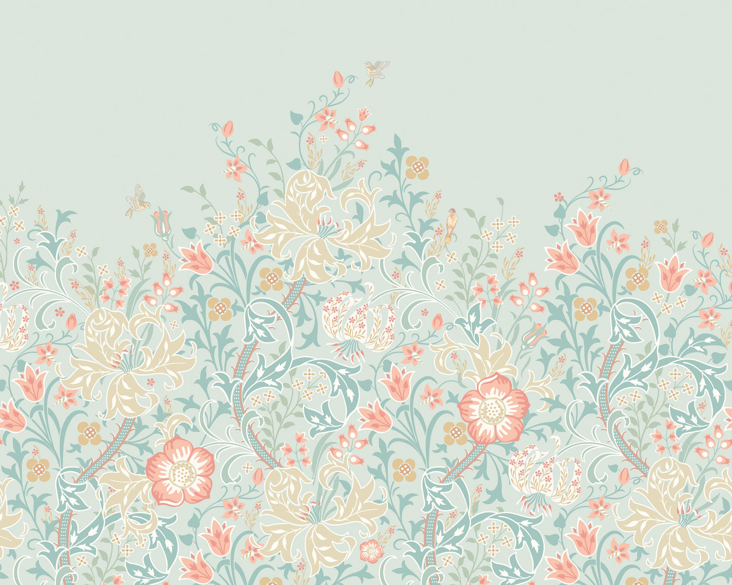 Origin Murals Trailing Lily Duck Egg Blue 300cm X 240cm