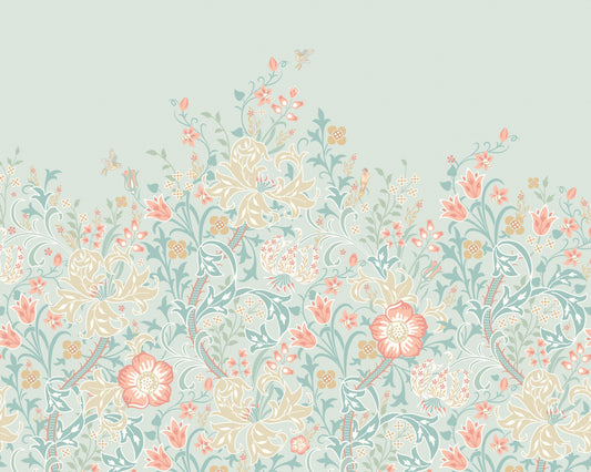 Origin Murals Trailing Lily Duck Egg Blue 300cm X 240cm