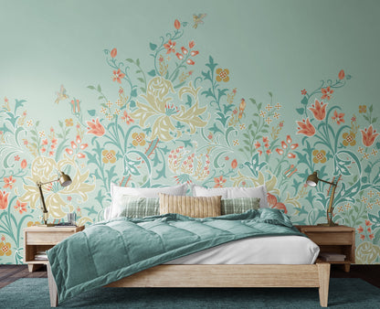 Origin Murals Trailing Lily Duck Egg Blue 300cm X 240cm