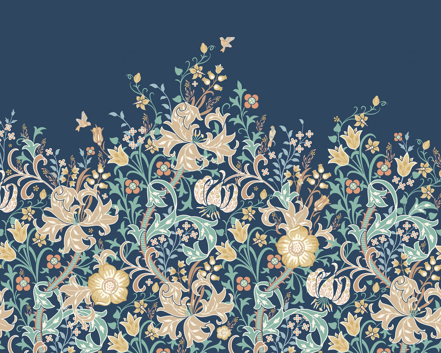 Origin Murals Trailing Lily Navy Blue 350cm X 280cm