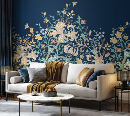 Origin Murals Trailing Lily Navy Blue 300cm X 240cm