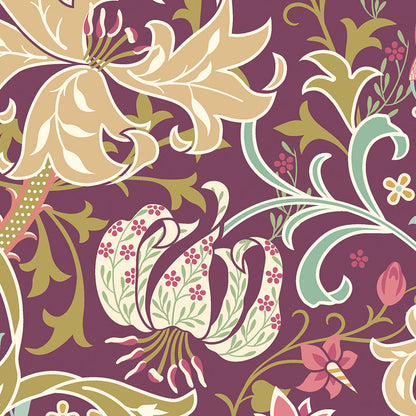 Origin Murals Trailing Lily Aubergine 350cm X 280cm