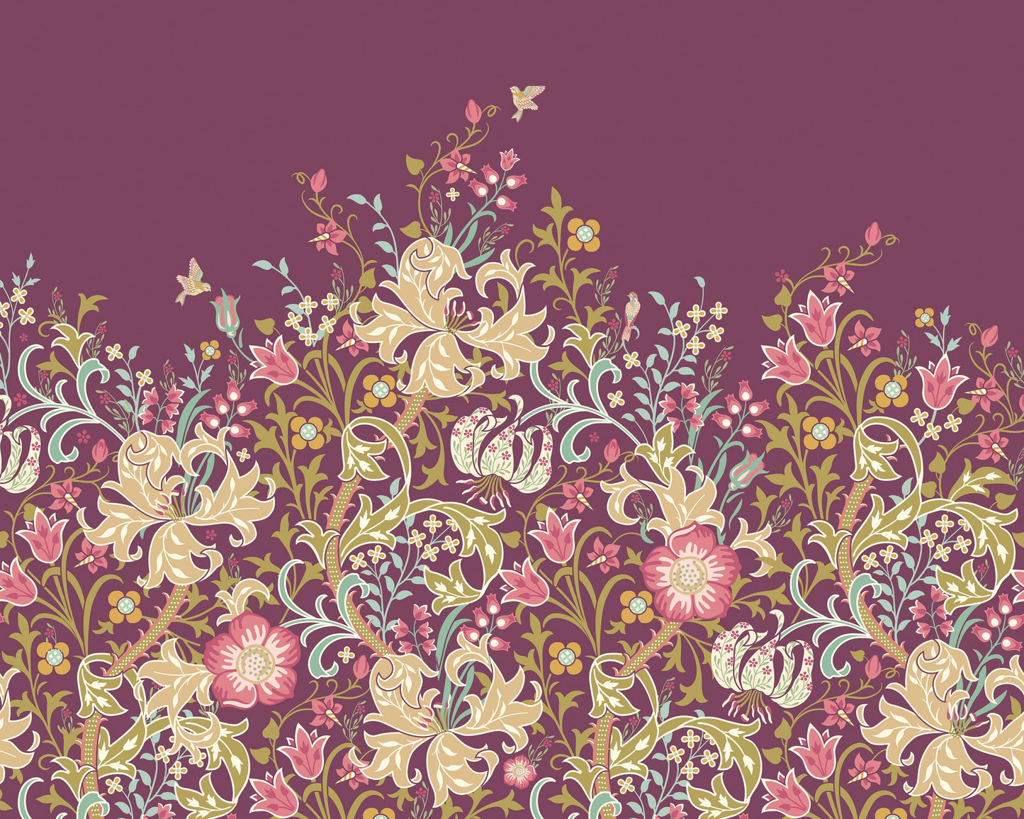 Origin Murals Trailing Lily Aubergine 350cm X 280cm