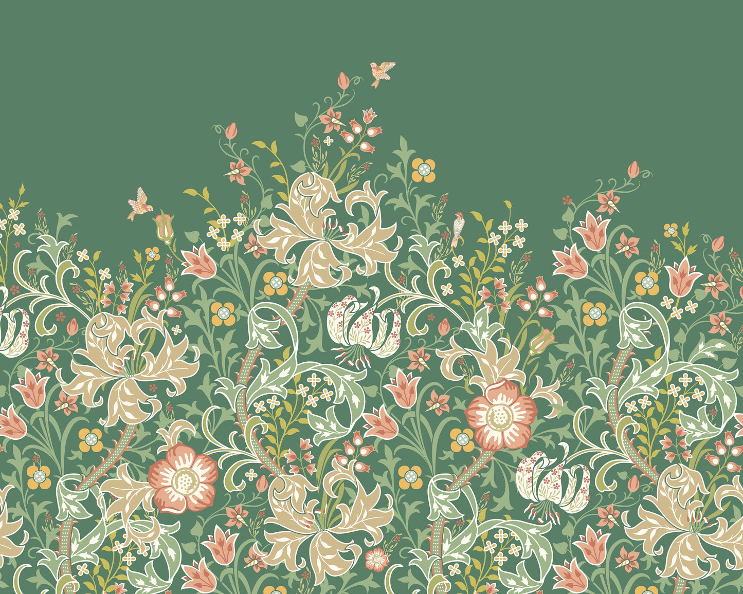 Origin Murals Trailing Lily Forest Green 350cm X 280cm