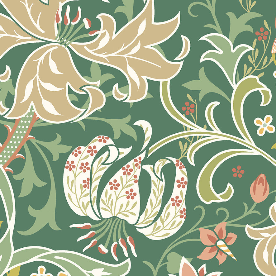 Origin Murals Trailing Lily Forest Green 300cm X 240cm