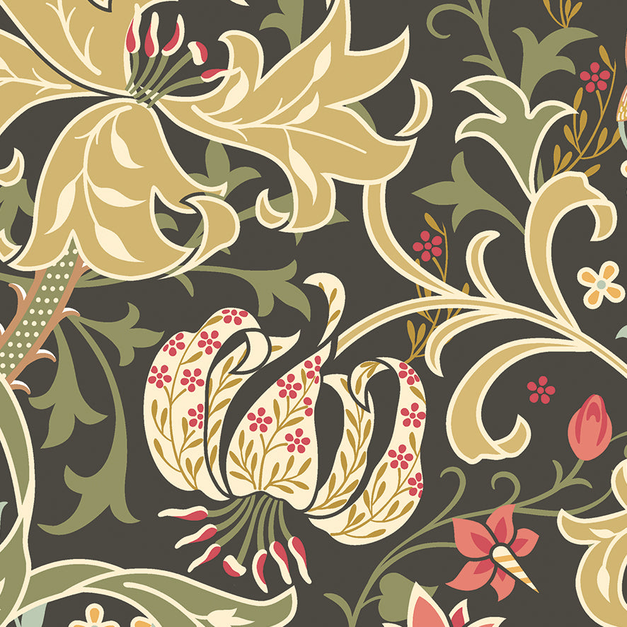 Origin Murals Trailing Lily Midnight 350cm X 280cm