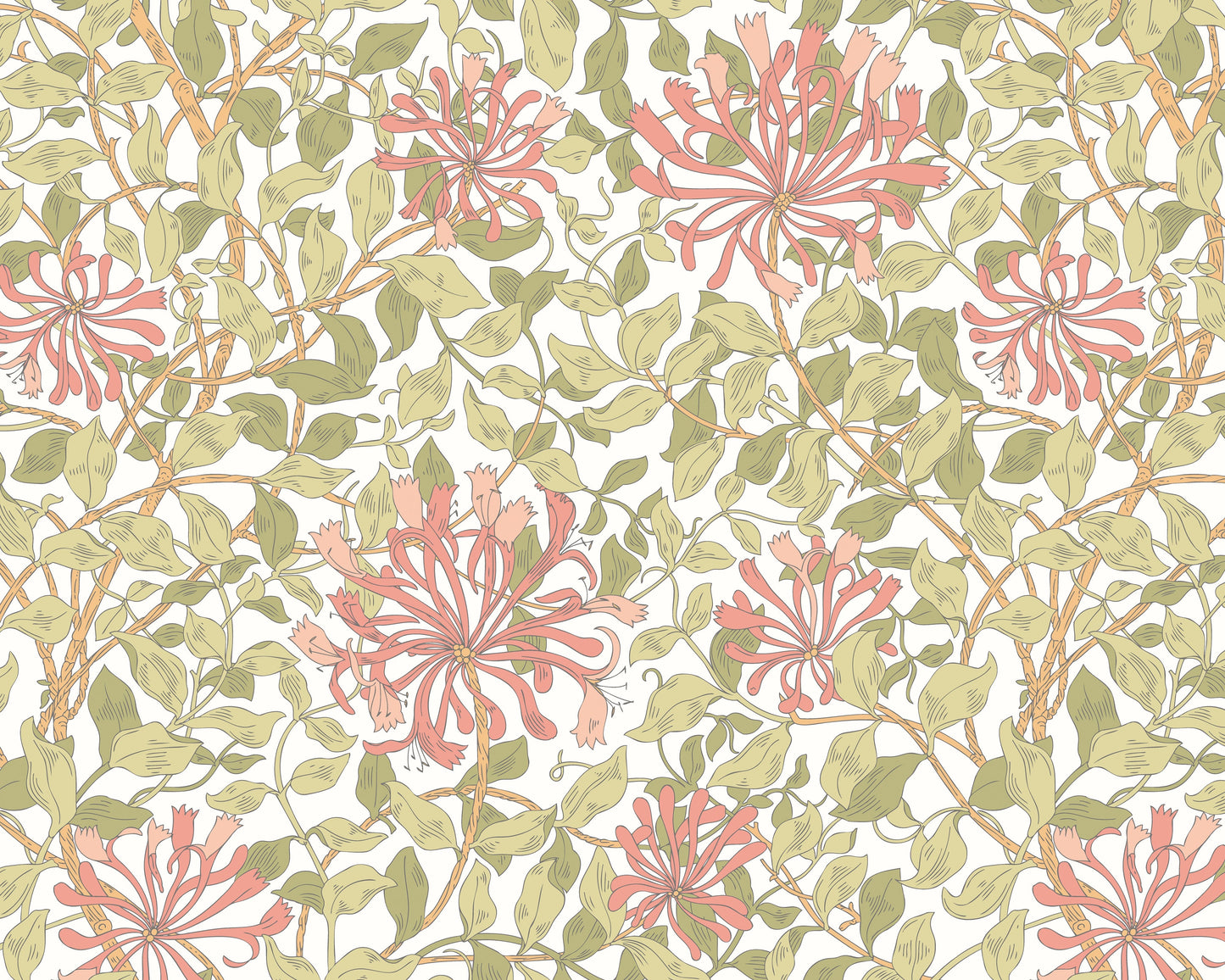 Origin Murals Honeysuckle Soft Coral 350cm X 280cm