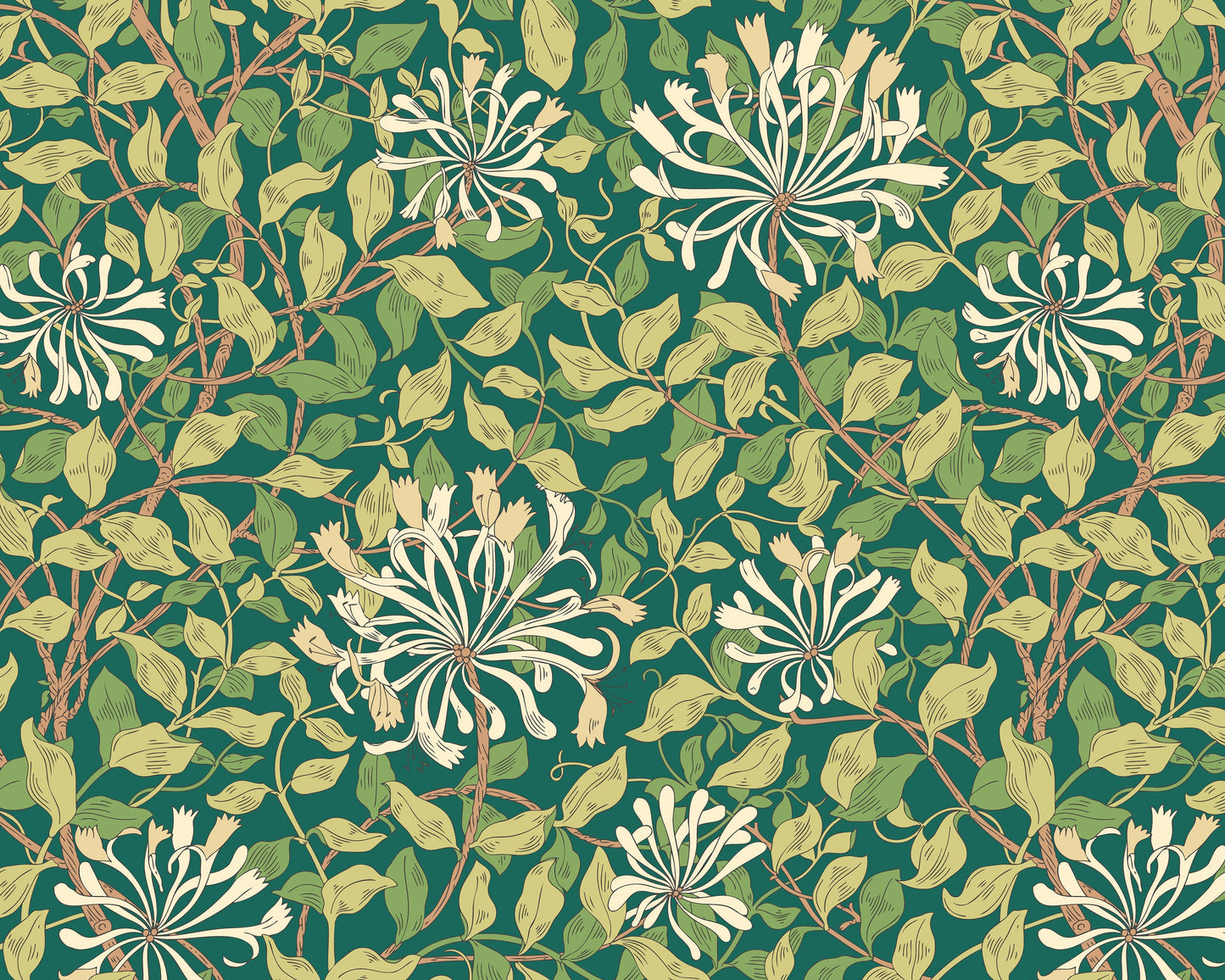 Origin Murals Honeysuckle Forest Green 350cm X 280cm - Hot Tub Shop
