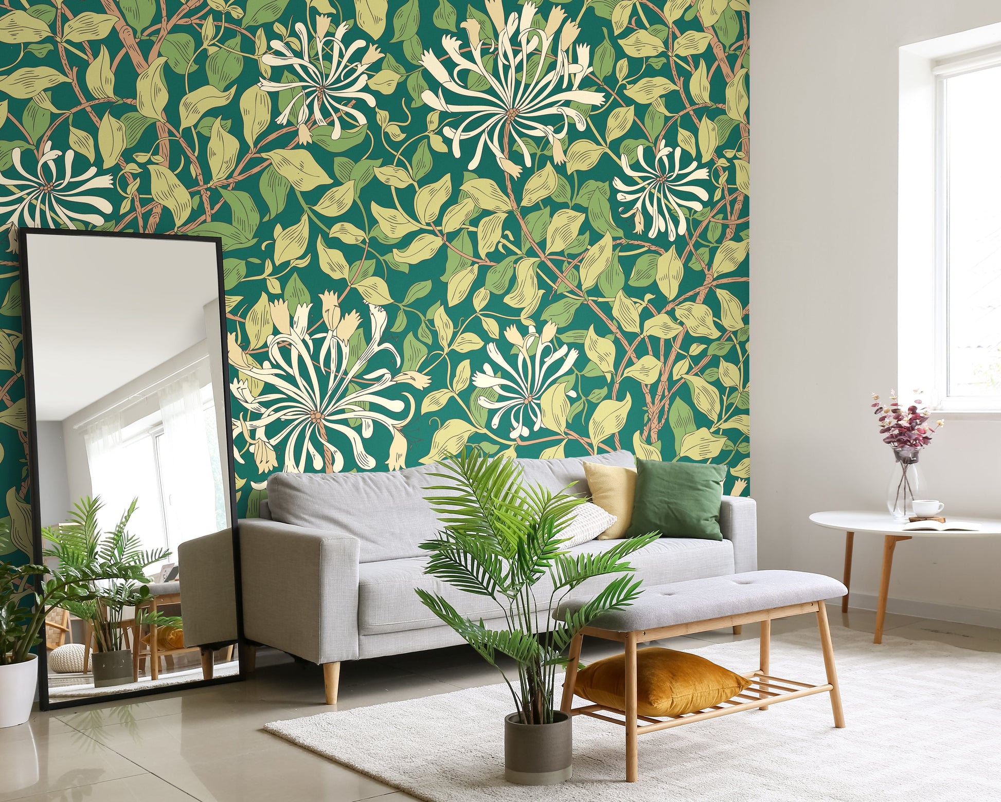 Origin Murals Honeysuckle Forest Green 350cm X 280cm - Hot Tub Shop