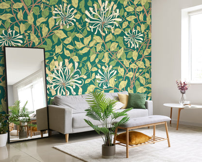 Origin Murals Honeysuckle Forest Green 350cm X 280cm - Hot Tub Shop