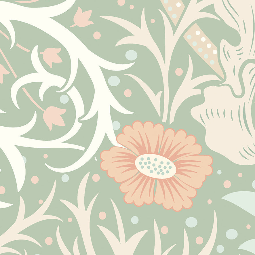 Origin Murals Trailing Seaweed Garden Sage And Apricot 350cm X 280cm