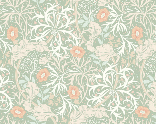 Origin Murals Trailing Seaweed Garden Sage And Apricot 350cm X 280cm