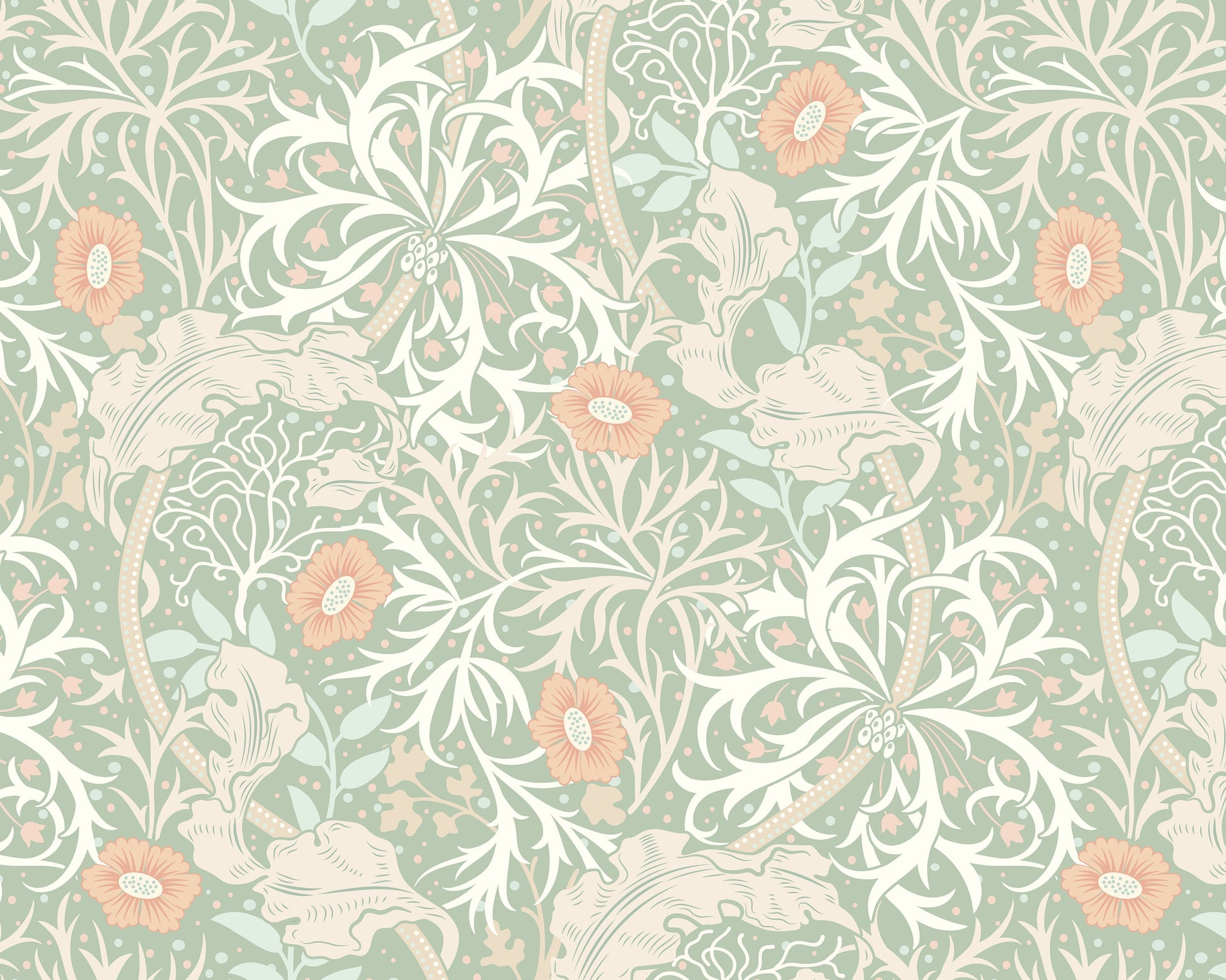 Origin Murals Trailing Seaweed Garden Sage And Apricot 300cm X 240cm - Hot Tub Shop