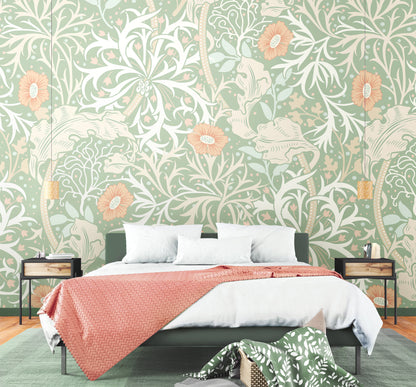 Origin Murals Trailing Seaweed Garden Sage And Apricot 300cm X 240cm - Hot Tub Shop