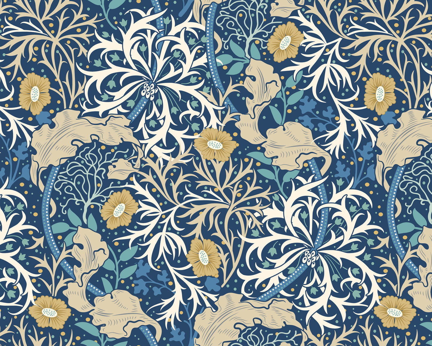 Origin Murals Trailing Seaweed Garden Ink And Petrol 350cm X 280cm - Hot Tub Shop