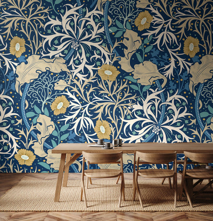 Origin Murals Trailing Seaweed Garden Ink And Petrol 350cm X 280cm - Hot Tub Shop