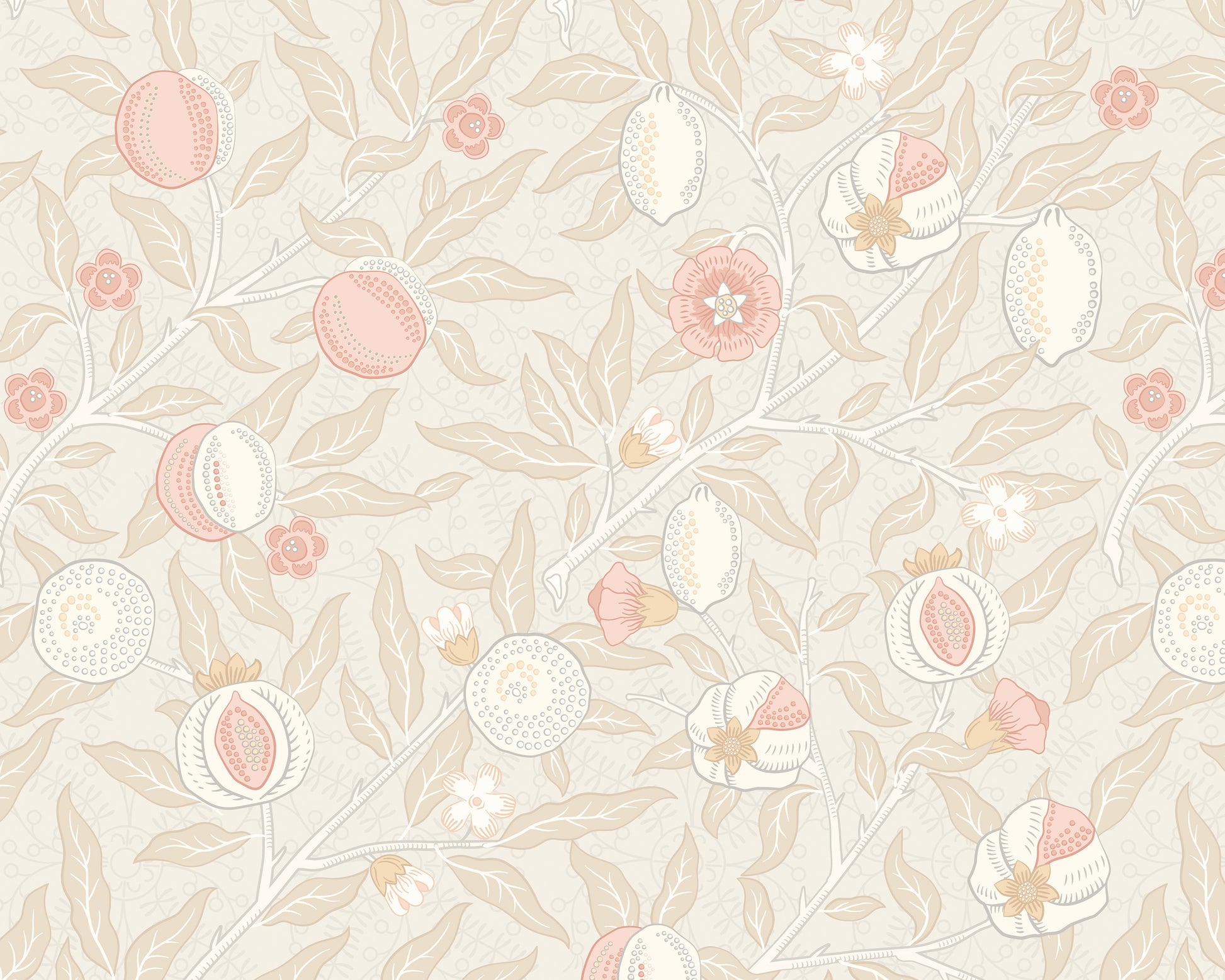 Origin Murals Fruit And Foliage Soft Linen 350cm X 280cm - Hot Tub Shop