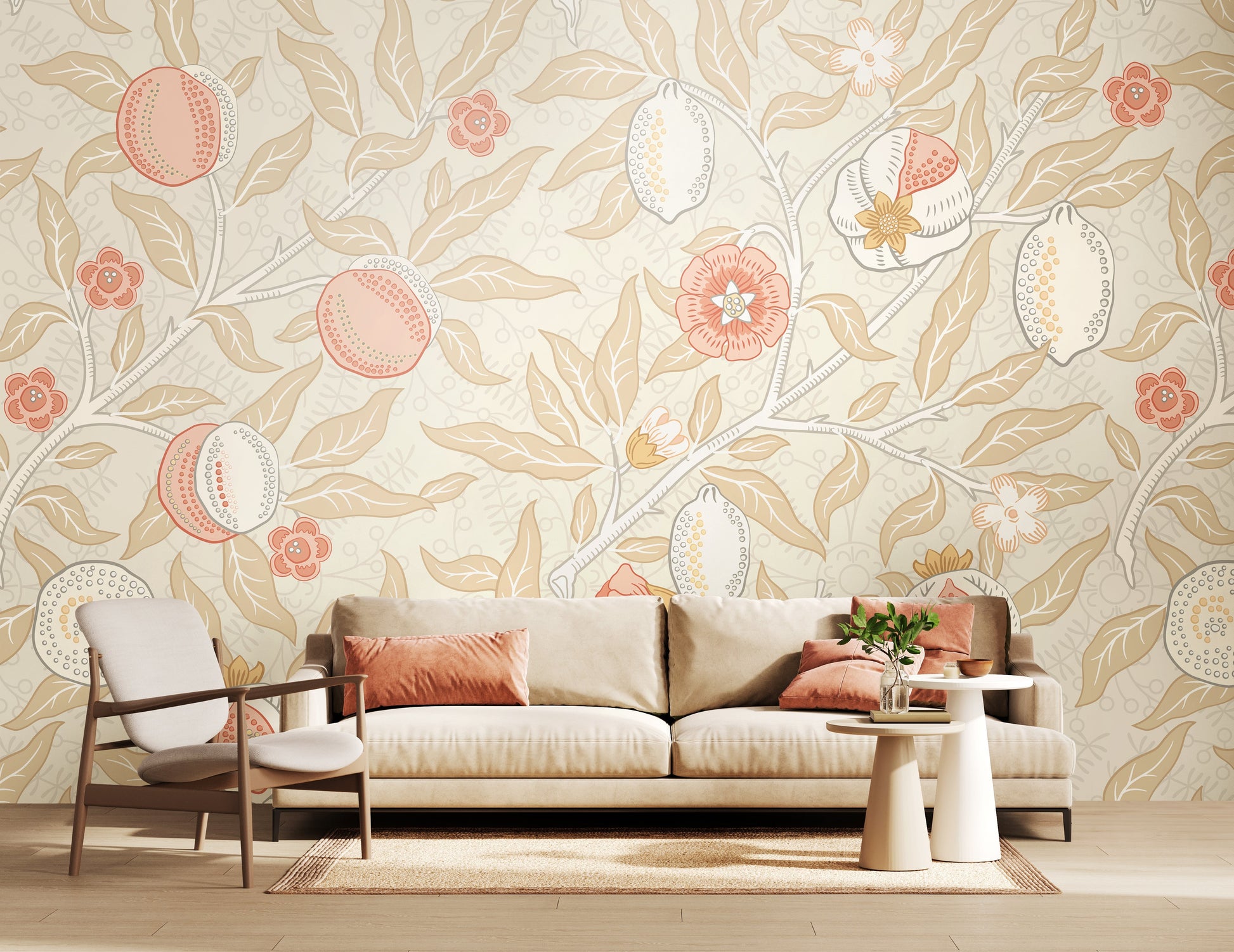 Origin Murals Fruit And Foliage Soft Linen 350cm X 280cm - Hot Tub Shop