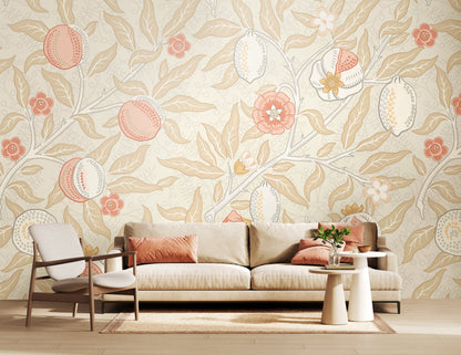 Origin Murals Fruit And Foliage Soft Linen 350cm X 280cm - Hot Tub Shop