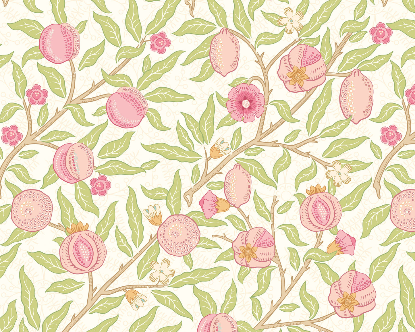 Origin Murals Fruit And Foliage Rose And Apple Green 300cm X 240cm