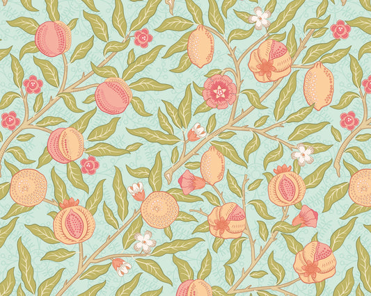 Origin Murals Fruit And Foliage Aqua And Apricot 300cm X 240cm