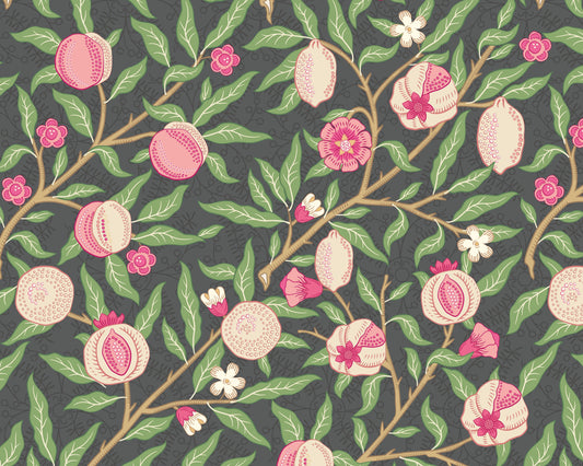 Origin Murals Fruit And Foliage Black And Rose Pink 300cm X 240cm