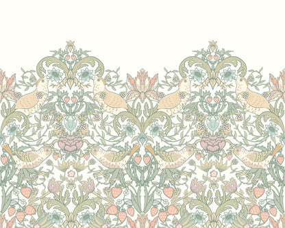 Origin Murals Birds Fruit And Foliage Sage And Apricot 300cm X 240cm