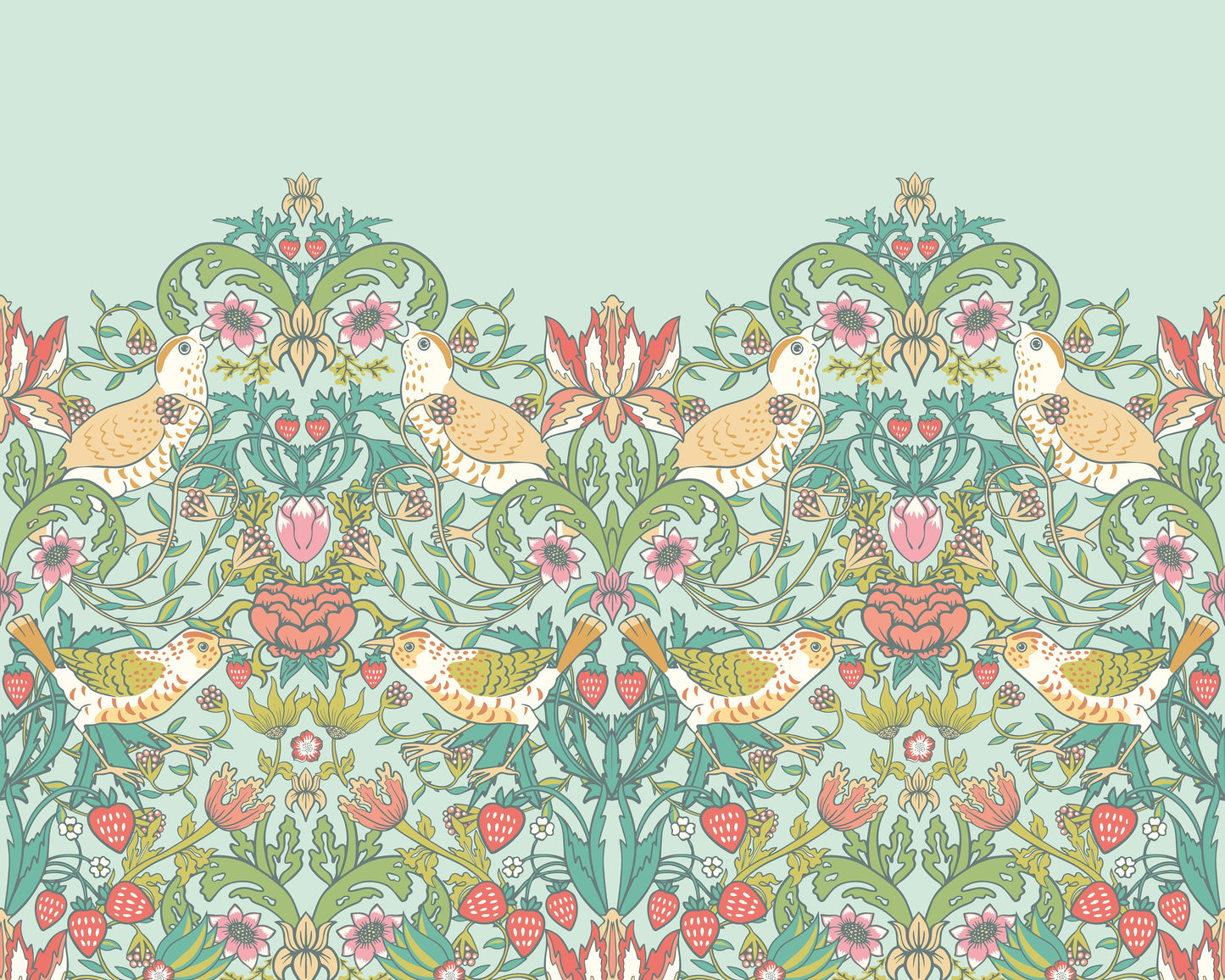 Origin Murals Birds Fruit And Foliage Duck Egg 350cm X 280cm