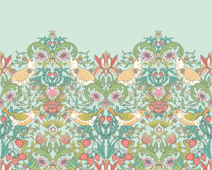 Origin Murals Birds Fruit And Foliage Duck Egg 350cm X 280cm