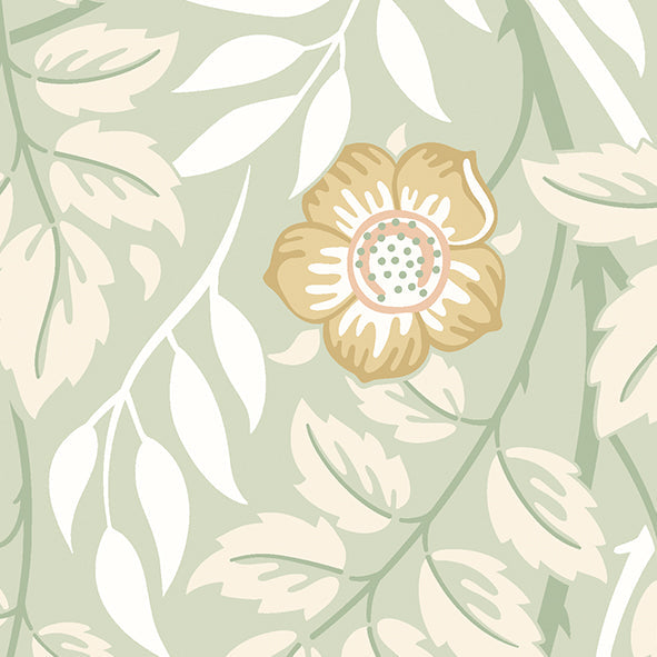 Origin Murals Cascading Rosehip Sage Green 300cm X 240cm - Hot Tub Shop