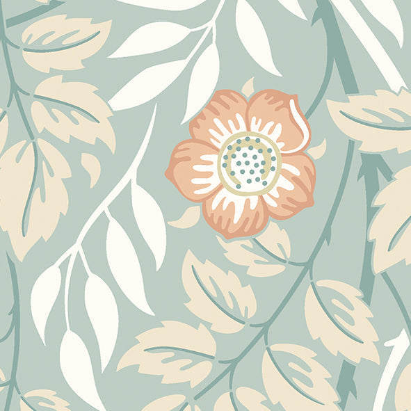 Origin Murals Cascading Rosehip Seafoam And Apricot 350cm X 280cm