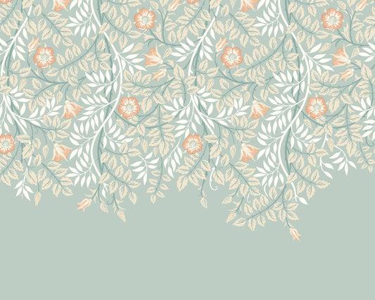 Origin Murals Cascading Rosehip Seafoam And Apricot 350cm X 280cm