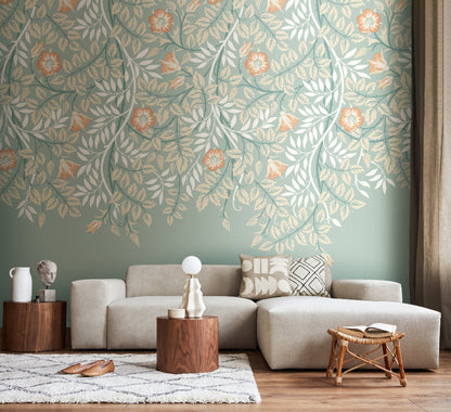 Origin Murals Cascading Rosehip Seafoam And Apricot 350cm X 280cm