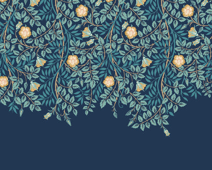 Origin Murals Cascading Rosehip Indigo And Teal 300cm X 240cm