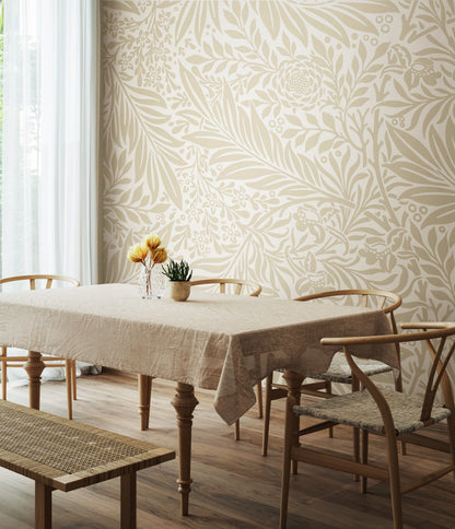 Origin Murals Trailing Ferns Stone And Linen 300cm X 240cm - Hot Tub Shop