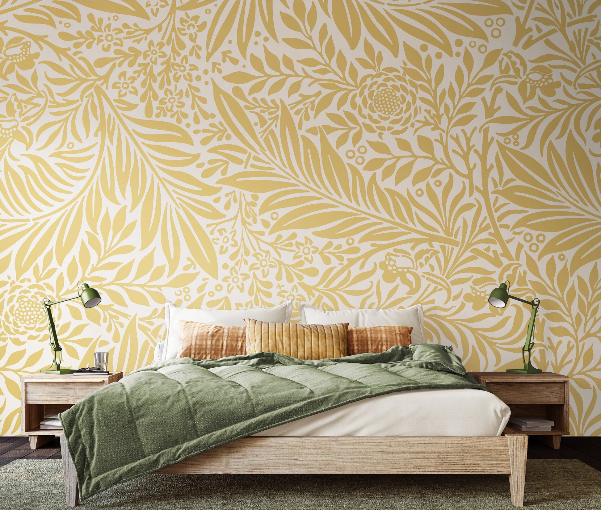 Origin Murals Trailing Ferns Soft Gold 350cm X 280cm - Hot Tub Shop