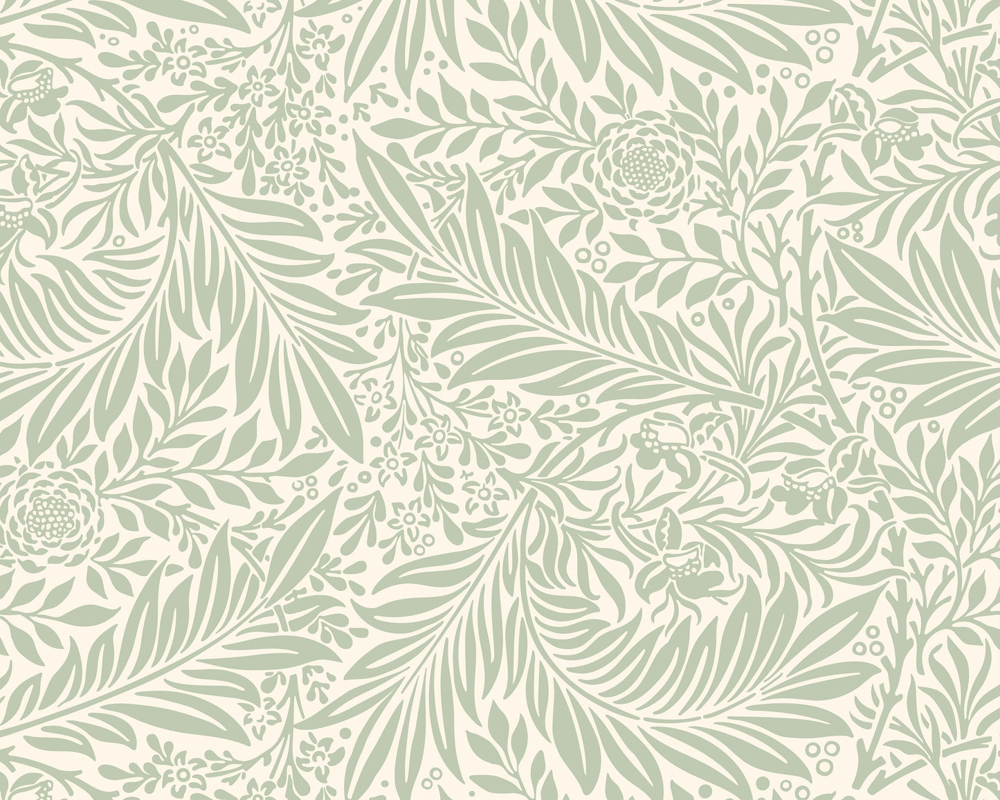Origin Murals Trailing Ferns Sage Green 350cm X 280cm
