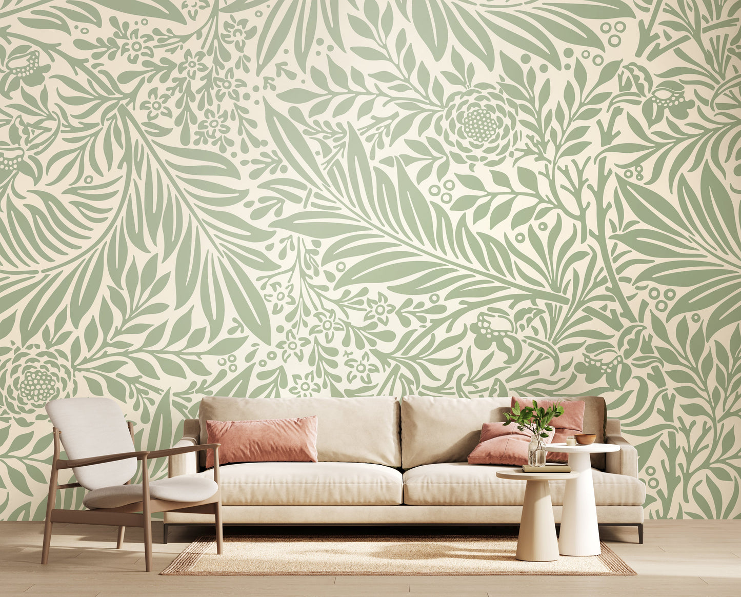 Origin Murals Trailing Ferns Sage Green 300cm X 240cm