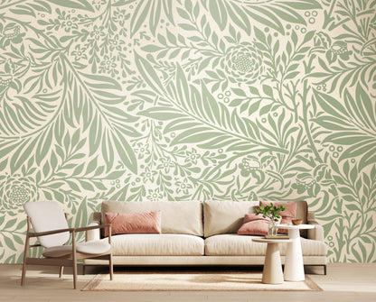 Origin Murals Trailing Ferns Sage Green 300cm X 240cm