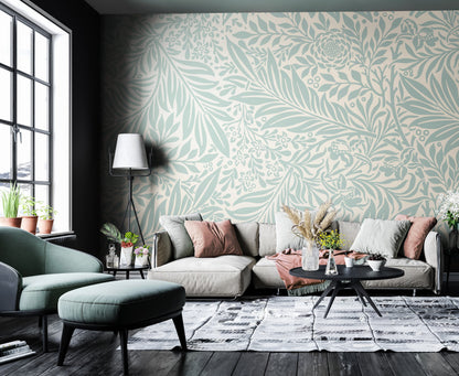 Origin Murals Trailing Ferns Duck Egg 300cm X 240cm