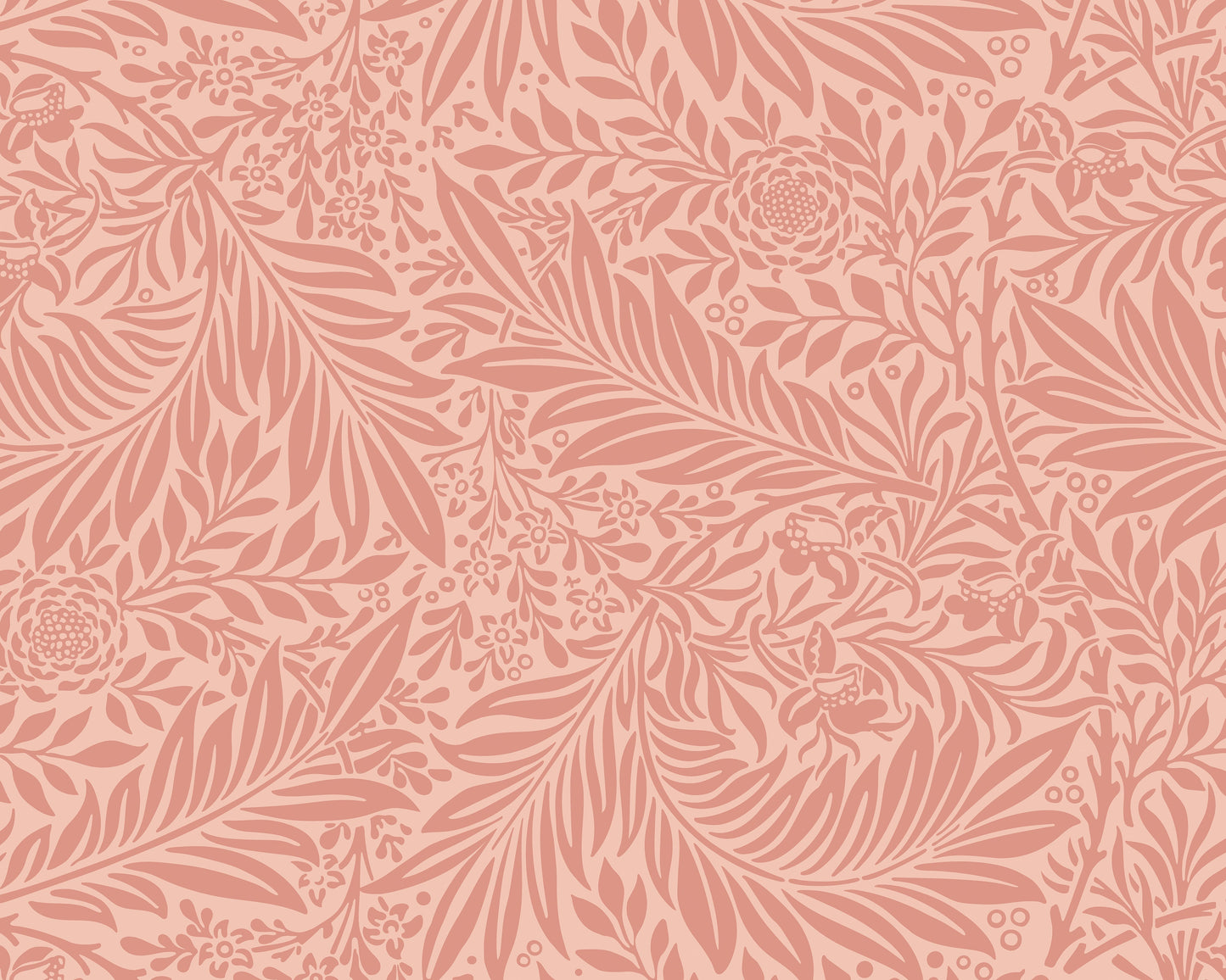 Origin Murals Trailing Ferns Warm Coral 350cm X 280cm