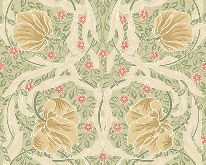 Origin Murals Flower Circle Olive And Coral 350cm X 280cm