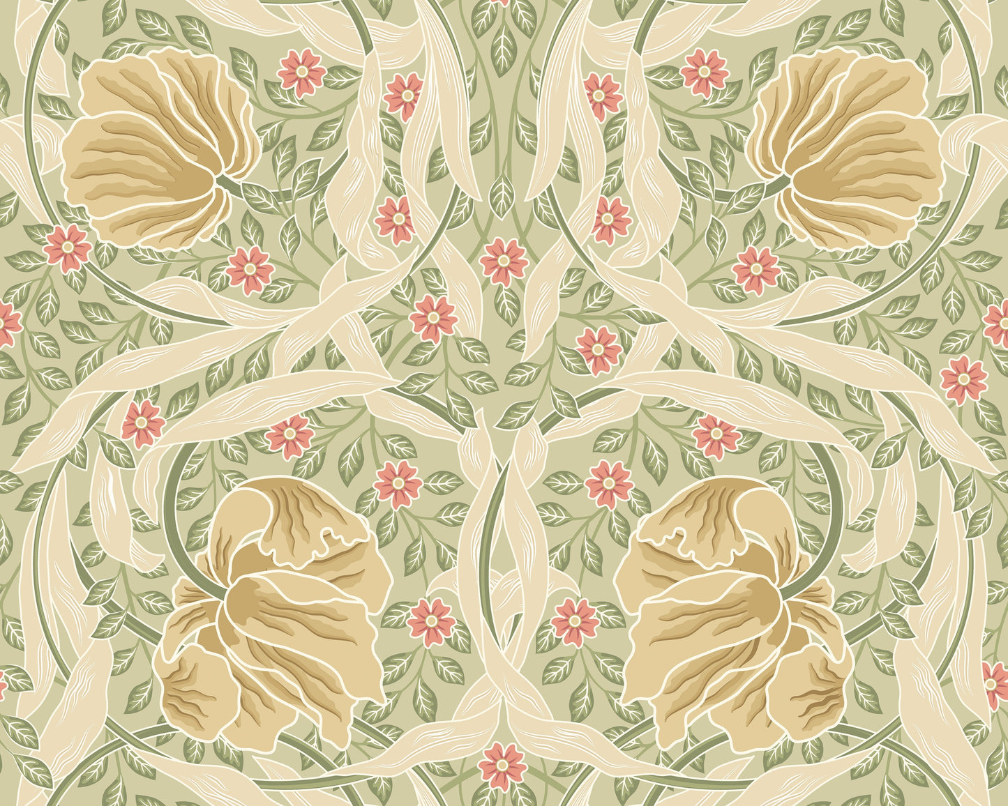 Origin Murals Flower Circle Olive And Coral 300cm X 240cm