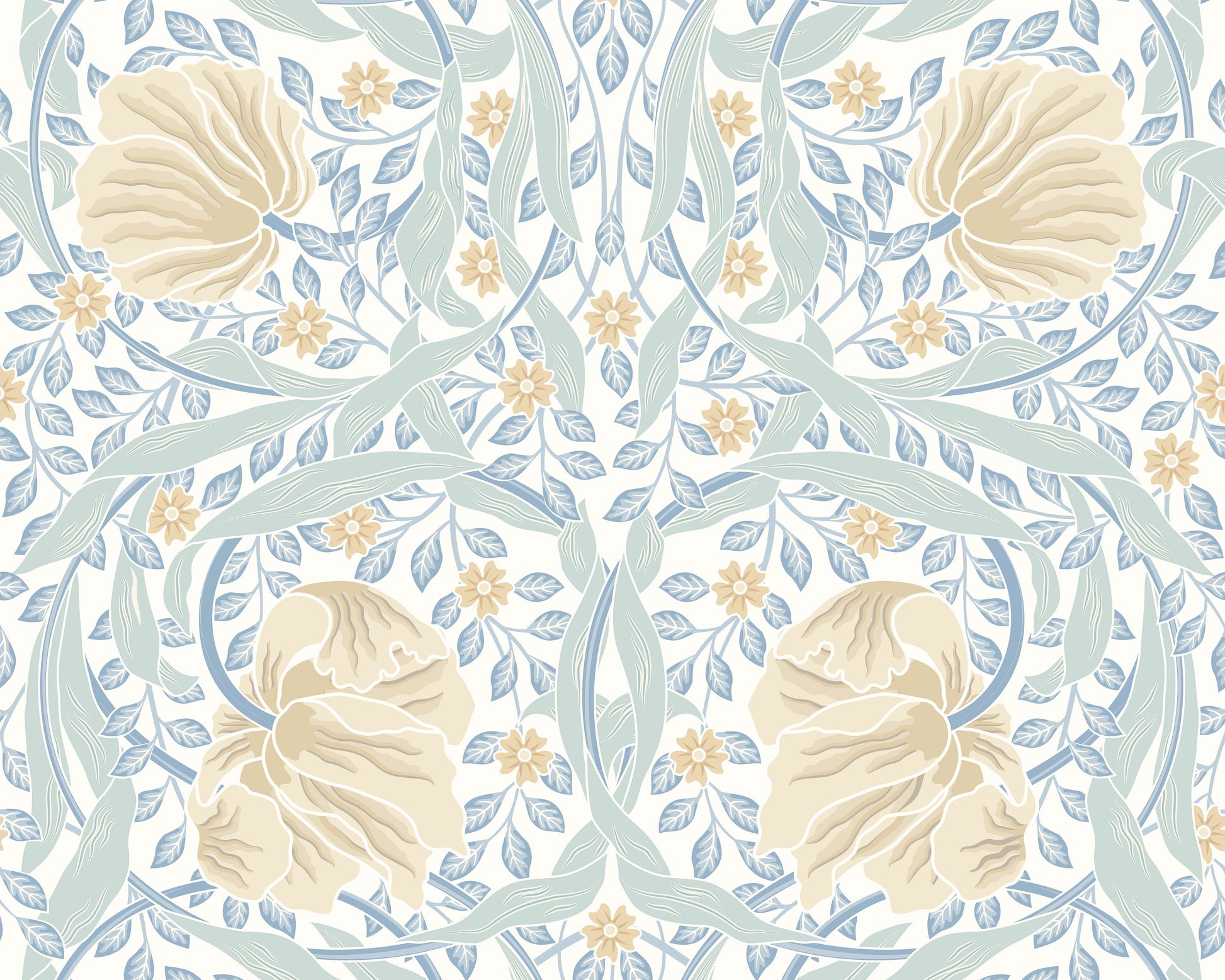 Origin Murals Flower Circle Soft Blue 300cm X 240cm - Hot Tub Shop