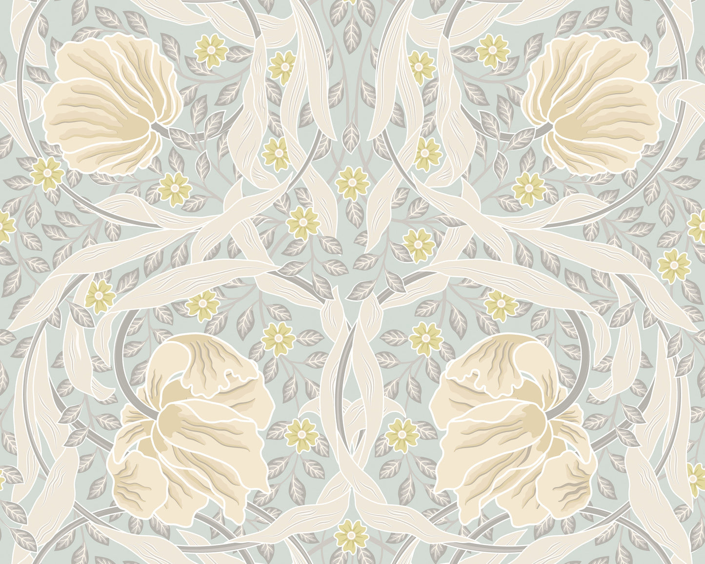 Origin Murals Flower Circle Duck Egg And Linen 350cm X 280cm