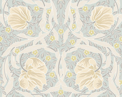 Origin Murals Flower Circle Duck Egg And Linen 350cm X 280cm