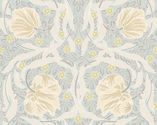 Origin Murals Flower Circle Duck Egg And Linen 350cm X 280cm