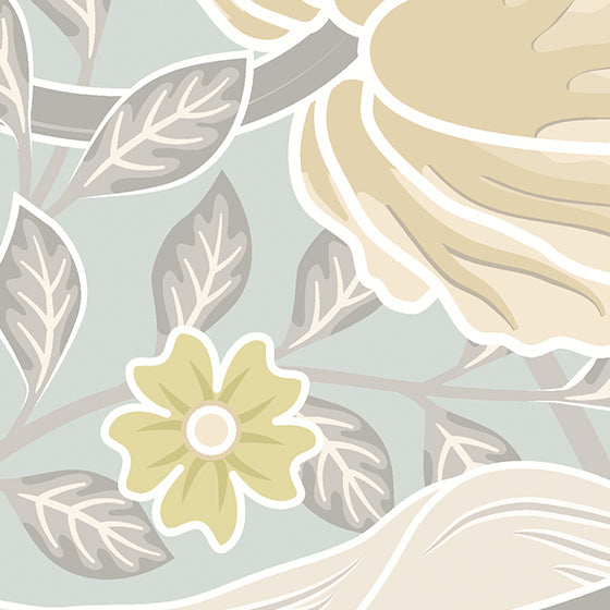 Origin Murals Flower Circle Duck Egg And Linen 300cm X 240cm